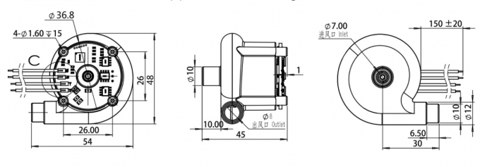 Ventilador centrífugo sem escovas de 12 V com motor interno e isolamento de classe F 0